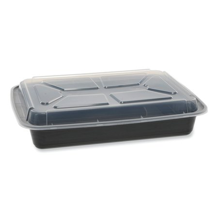PACTIV EVERGREEN VERSAtainer Microwavable Containers, Rectangle, 58 oz, 8.5 x 11.5 x 2.5, Black/Clear, Plastic, 150PK NC989B